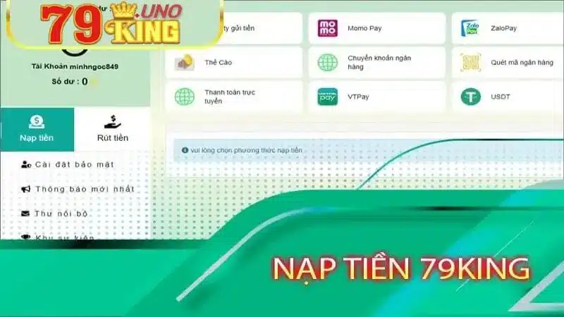 Các hình thức nạp tiền 79king